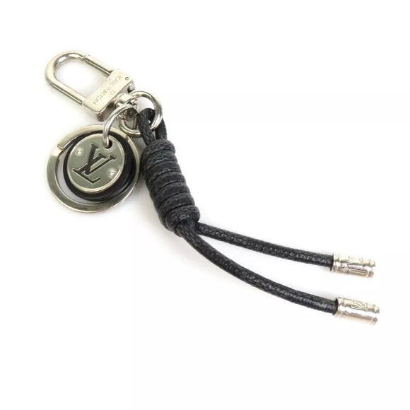 LOUIS VUITTON Key Holder Leather Rope Charm Key Ring Silver - Picture 1 of 8